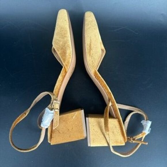 Asos Rust Velvet Square Toe Block Heel Size 8 Closed Toe Criss Cross - Picture 4 of 7